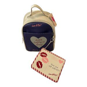 Betsey Johnson Luv Betsey Backpack and Pouch Set – "Love Letters Only" – Beige,